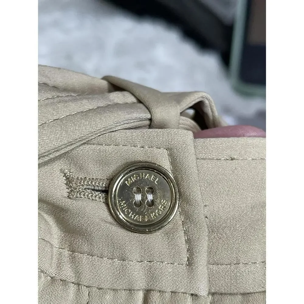 MICHAEL KORS Basics Womens Khaki Cuffed Pants W/Belt Sz S Relaxed
